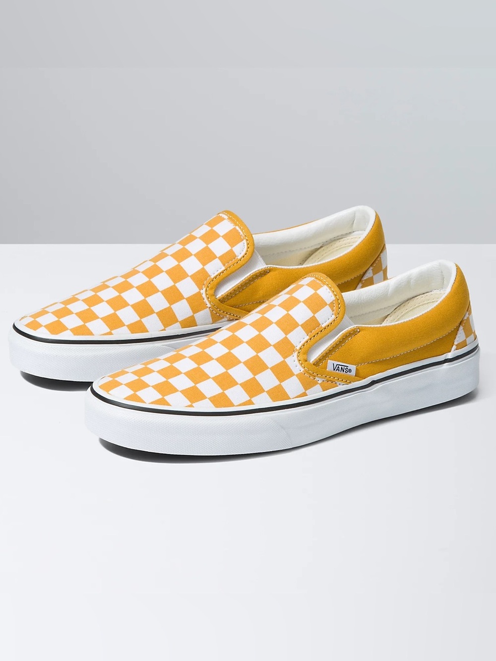 Vans Asher Checkerboard Classic Slip On Sneakers Golden Yellow White 7.5 Women’s